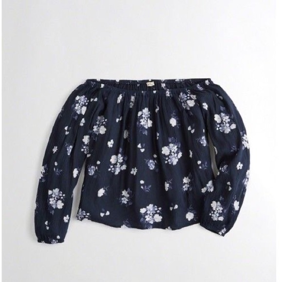 Hollister floral off the shoulder top - Picture 1 of 3